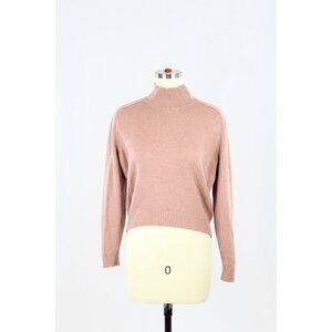 Aritzia BABATON Perry Mauve Ivory Wool Cashmere Knit Mock Neck Sweater, Size XXS